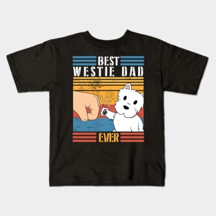 Westie Dog And Daddy Hand To Hand Best Westie Dad Ever Dog Father Parent July 4th Day Kids T-Shirt